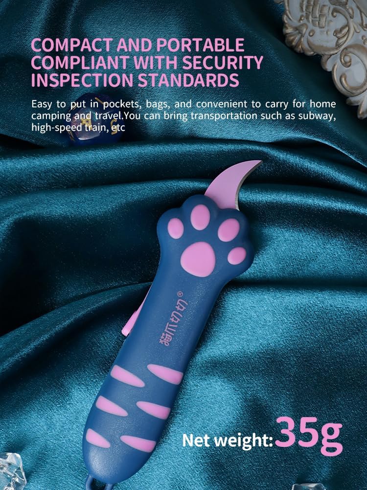 MEOWKIT Cat Paw Box Cutter Retractable with Cat Paw Handle, Multifunctional Knife Set (Peacock blue) - Image 4